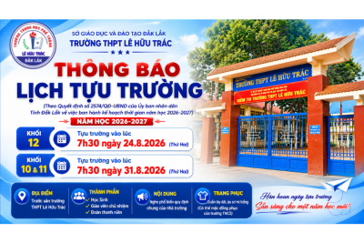 THÔNG BÁO LỊCH TỰU TRƯỜNG NĂM HỌC 2026-2027